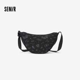 商场同款|森马罗小黑斜跨包男轻便饺子包情侣2026新款满印单肩包