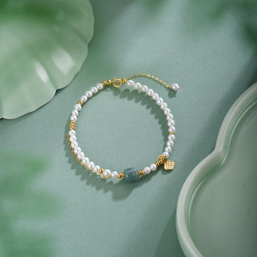 子佩集【如意珠华】银S925珍珠惜王妃手链【SGB0950004】3.7mm珠镀金2601 商品图1