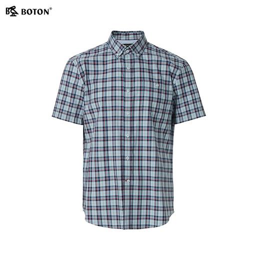 波顿夏季男士天蓝白格子短袖衬衫｜清爽百搭，一件点亮夏日衣橱MS112225 商品图5