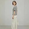 「自」全新升级【铂金会员183/天猫239/差价56】(23707)洛诗琳超细天丝条纹针织短袖女2026春夏新款圆领套头上衣 商品缩略图3