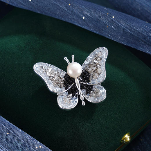 子佩集【蝴蝶沧海】珍珠惜王妃胸针【ZXXZ004】7.5mm珠黑蝶2601 商品图0