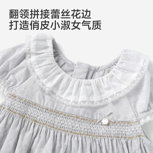 【商场同款】英氏女童连衣裙夏季新款短袖灰色系裙子纯棉公主裙 商品图3