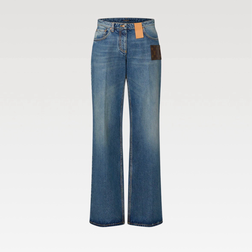 L-SH 剪裁贴饰牛仔裤