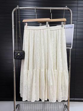 F032363春夏新款温柔法式蕾丝提花宽松a字半身裙蛋糕裙