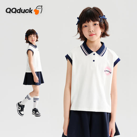 【清仓捡漏】【120-165】【可可鸭】女童夏季短袖T恤POLO衫（95%棉 5%氨纶） 商品图0