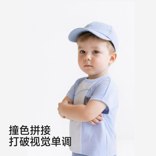 【商场同款】英氏男童短袖T恤夏新款亮天蓝上衣透气圆领打底 商品图4