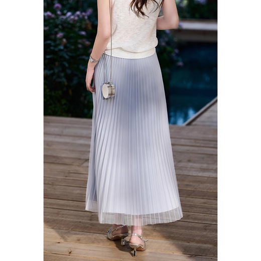 三宅褶皱钢琴裙 轻盈飘逸 米思阳2026春季高级感优雅高腰网纱百褶半身裙女1088 商品图4