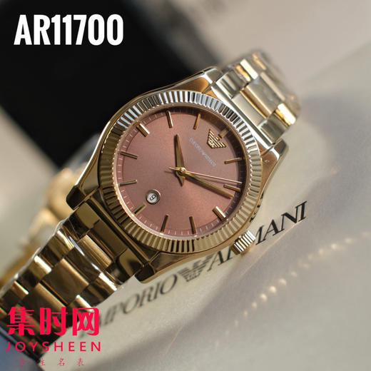 原单阿玛尼AR11700 女士复古钢带石英腕表 | 深邃太阳纹 × 日记窗设计 —— 复古优雅，时光低语 商品图0
