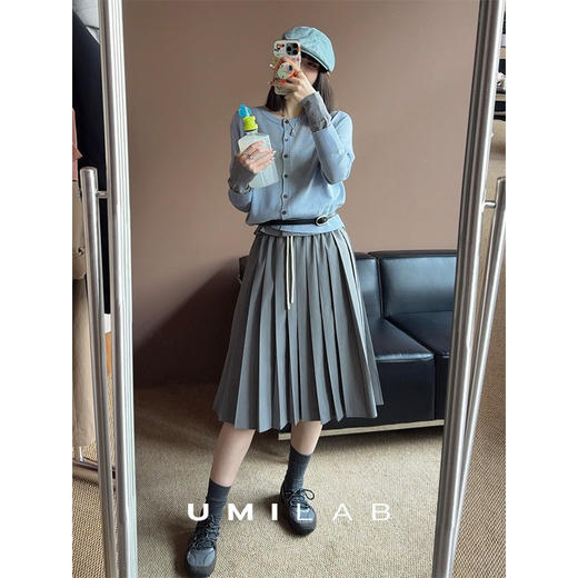 UMILAB｜薄荷糖*浅春系巴素兰精纺羊毛+醋酸轻薄假两件针织衫M911V 商品图4