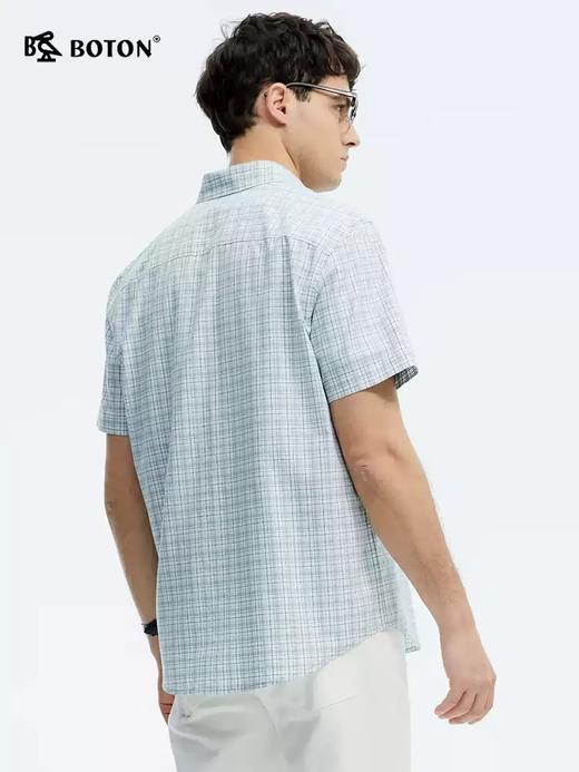 波顿夏季男士蓝绿白格短袖衬衫｜清爽配色，透气相伴MS103225 商品图2