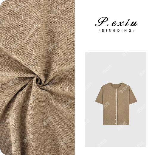 03-4潘依绣丁丁宠粉PanYiXiu/潘依绣羊-毛极简主义撞色门襟短袖针织开衫 ZZ0585 商品图0