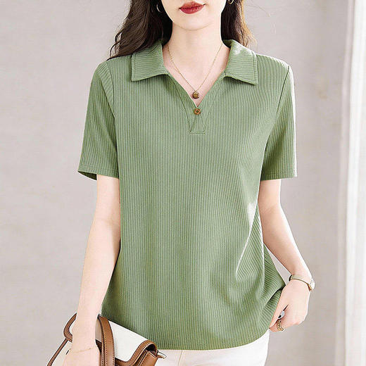 polo衫t恤女短袖2026年新款夏季爆款女装休闲减龄翻领上衣体恤衫 商品图2