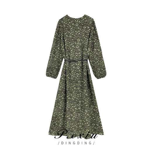 03-4潘依绣丁丁宠粉PanYiXiu/潘依绣早秋新款气质优雅碎花时尚圆领长袖连衣裙 Q6251 商品图1