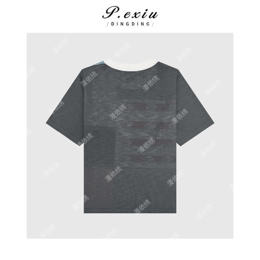 03-4潘依绣丁丁宠粉拼色重工提花冰凉感针织短袖T恤 C030 商品图1