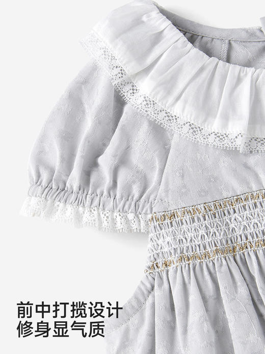英氏女童连衣裙夏季新款短袖灰色系裙子纯棉公主裙YRLCJ2S026A 商品图4