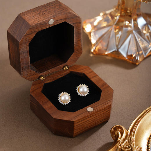 子佩集【霁光女王】银S925珍珠惜王妃耳钉【MZEH002】5.8mm珠镀金太阳花2601 商品图1