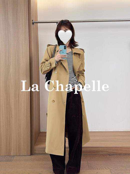 专柜实拍【轻奢英伦风！】拉夏贝尔/La Chapelle挺括有型气质翻领双排扣中长款通勤风廓形腰带风衣女 商品图3