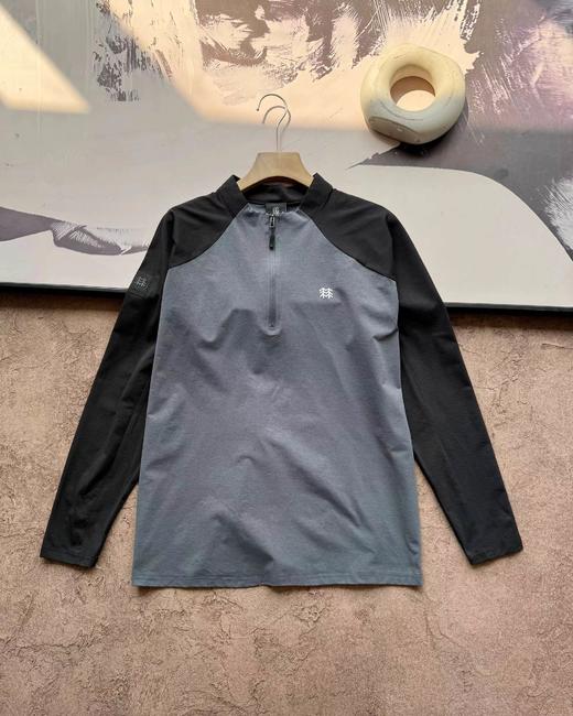 F032319春冬户外新款男款弹力运动休闲中厚半拉链打底衫长袖 商品图5