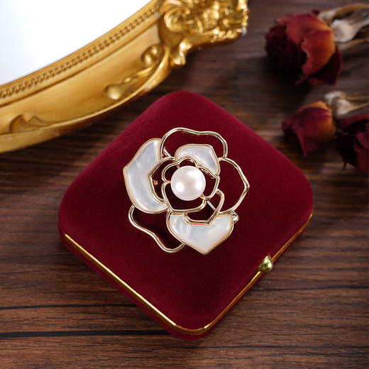子佩集【浪漫静好】珍珠惜王妃胸针【ZXXZ003】10mm珠镀金玫瑰花2601 商品图1