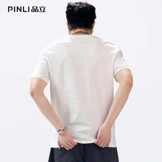 PINLI品立2026夏季新款青年圆领落肩袖百搭纯色短袖T恤上衣体恤男GD262111043 商品图2