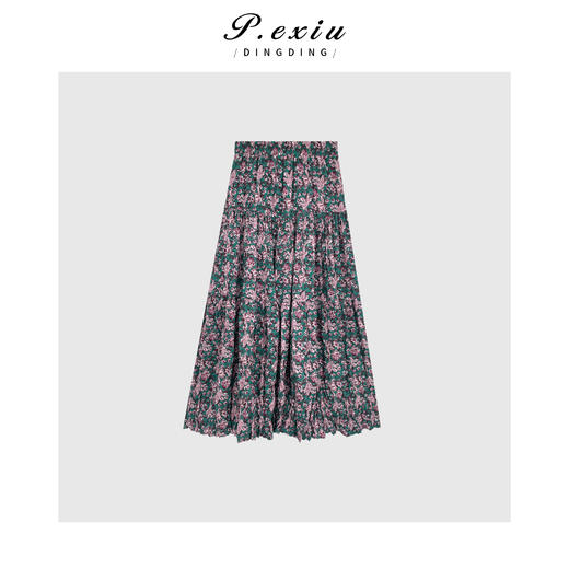 03-4潘依绣丁丁宠粉潘依绣【迷迭花香】法式复古温柔风碎花褶皱半身裙 SH98816 商品图1