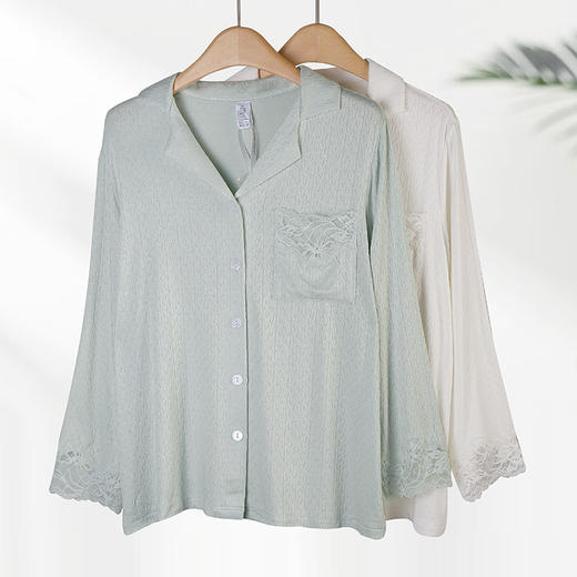 美奈川睡衣女家居服套装西装领长袖套装 JJ28195 商品图1