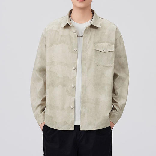 红览 美式扎染衬衫男新款高街痞帅长袖衬衫65493 商品图1