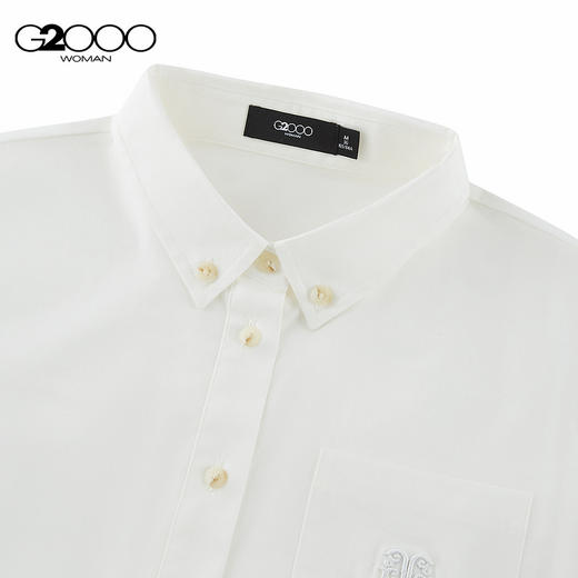 G2000女装SS26商场新款【棉质弹性】百搭贴袋绣花长袖休闲衬衫61233807 商品图3