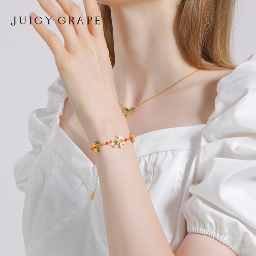 【焕新季】Juicy Grape原创甜美ins小众设计白色橙花小金桔法式森系手链女 商品图3