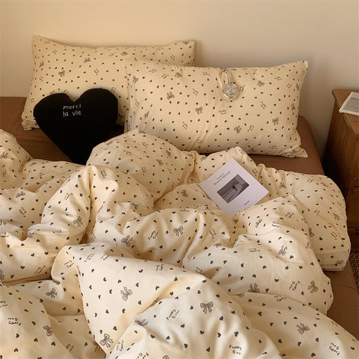 雀说A类韩系全棉双层纱四件套纯棉被套床单床笠款学生宿舍单人三件套ALWTDM 商品图1