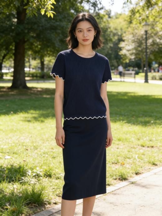 G2000女装SS26商场新款【BLACK】【可机洗/100%棉】短袖针织衫61973001 商品图0