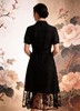 HJ2S41_黑色_连衣裙_四季_优雅复古金扣蕾丝网纱衬衫领收腰系带 A 字中裙_高级女装_BERNIEELEN 伯妮斯茵 商品缩略图1