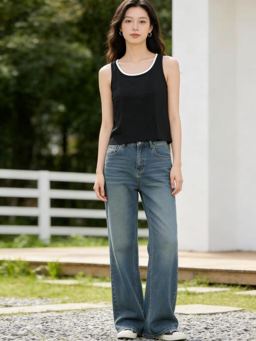 佐丹奴女装26年新款坑条罗纹打底单穿假两件背心05326210 商品图1