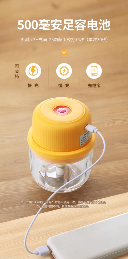 🌈【名创优品多功能迷你食物切碎机】之厨房“掌中宝”！ ——万物皆可蒜，蒜泥、姜末、辣椒泥，😎一按统统搞定 💥一键启动，蒜蓉、肉馅、胡萝卜泥、小米辣…… 商品图2