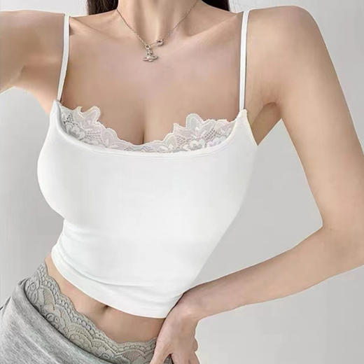 【甜美纯欲❗️芭蕾拼接蕾丝边吊带】超美显瘦，洋气减龄，时尚优雅，紧身背心女夏季辣妹外穿短款打底上衣 商品图2
