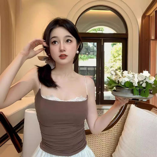 【甜美纯欲❗️芭蕾拼接蕾丝边吊带】超美显瘦，洋气减龄，时尚优雅，紧身背心女夏季辣妹外穿短款打底上衣 商品图3