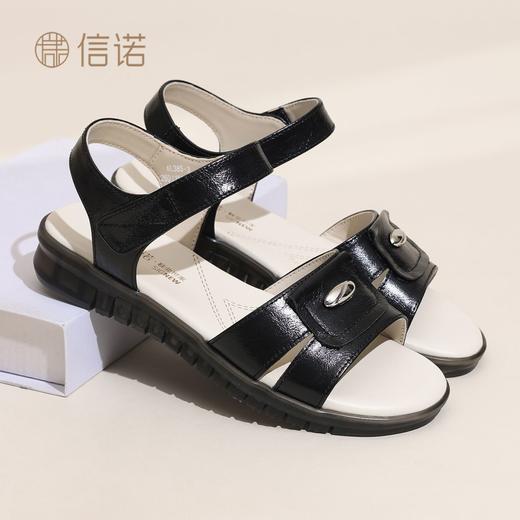 信诺妈妈凉鞋女平底软底舒适魔术贴中老年休闲沙滩鞋2026夏季新款6L385-3 商品图5