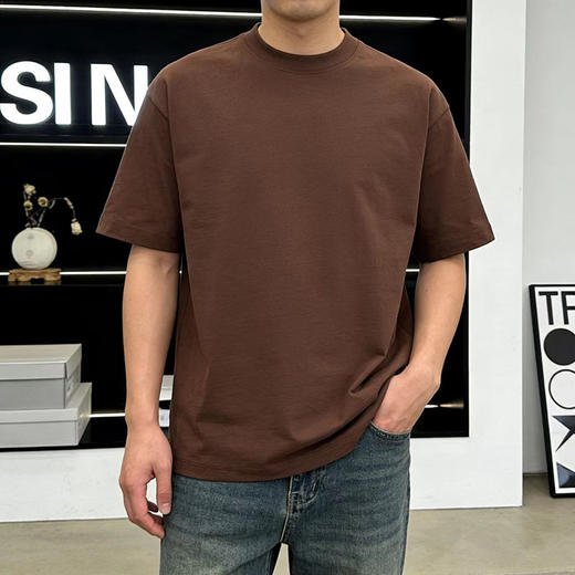 【49.9元2件】230G重磅精梳纯棉T恤宽松圆领正肩情侣款大码短袖三本针百搭潮流半袖S-XL★娃娃优选 商品图7