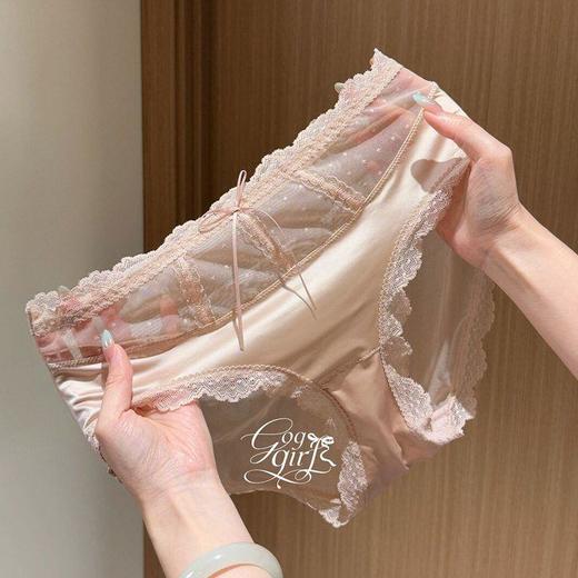 【高颜值·法式透气蕾丝内裤】新款亲肤网纱女士内裤中高腰包臀裆裤衩薄 商品图0
