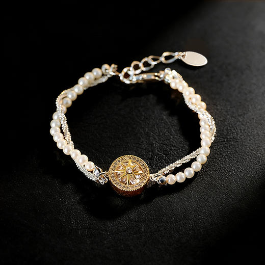 BAOFANDI宝梵迪 2026新款法式八芒星罗盘吊坠珍珠麻花颈链 气质锁骨链 商品图6