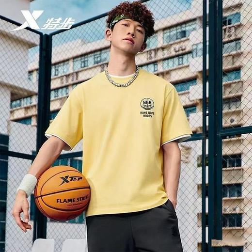 6楼特步运动男士短袖针织衫圆领短T 974229010309佛手黄 商品图0