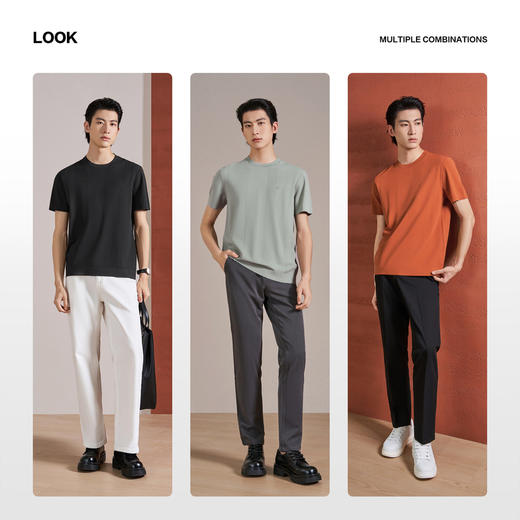 【伊力特/条纹提花】柒牌短袖T恤男装2026夏季新款圆领休闲上衣 130T72070 商品图2