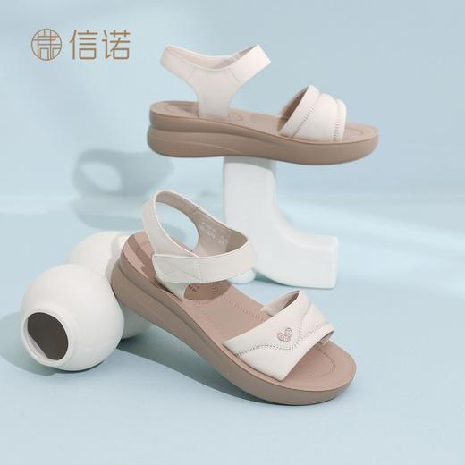 信诺妈妈鞋厚底舒适一字带外穿沙滩凉鞋中老年女鞋子2026夏季新款6L950-60 商品图2