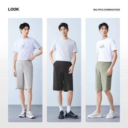 【防泼水】柒牌男装2026夏季新品宽松五分轻薄提花松紧腰便装短裤 130H70070 商品图2