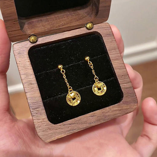 【财源知遇】s925纯银碎冰冰铜钱钱币流苏耳饰【JHY-E001109K】 商品图3