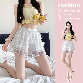 【超美❗️蕾丝蝴蝶结安全裤】垂顺显瘦，防走光裙裤，高腰收腹遮胯！新款蓬蓬蛋糕六层宽松薄款防走光三分透气打底短裤女
