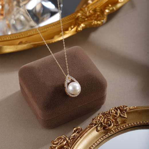 子佩集【露华秋浓】银S925珍珠惜王妃套链【MLTL027】10mm珠镀金水滴2601 商品图1