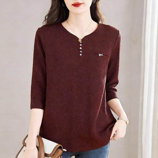 大码七分袖T恤女2026春季新款宽松洋气遮肚薄款小衫中袖减龄上衣 商品图0