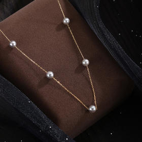 子佩集【星河之恋】G18K珍珠惜王妃项链【MLKJXL004】4.5mm珠偏灰镀金多珠2601