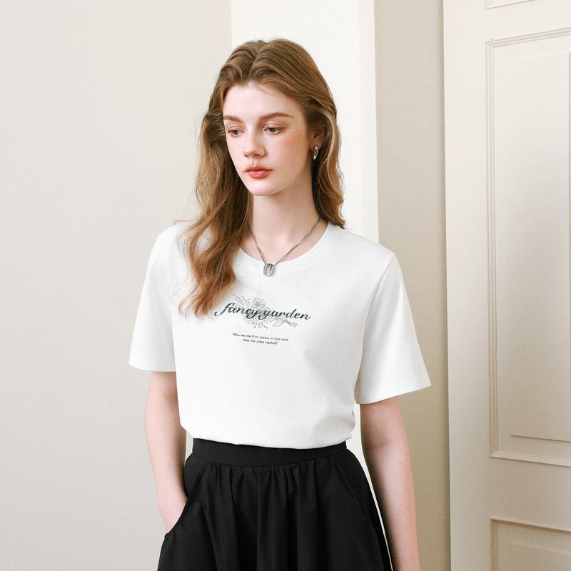 【商场同款】诗凡黎凉感印花T恤2025夏新款针织短袖上衣3G4100701